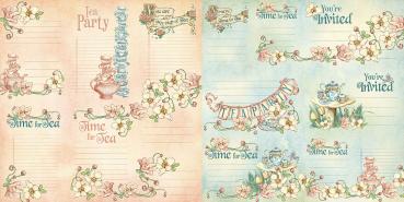 Graphic 45 "Alice's Tea Party Journaling Cards " Ephemera - Stanzteile