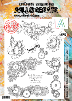AALL and Create Flowers & Gears Stamps - Stempel A4