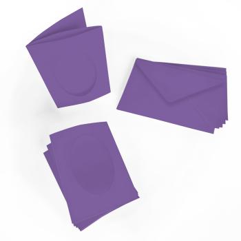 Passepartoutkarte mit ovalem Ausschnitt und Briefumschlag, DIN C6 in violett