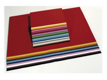 Tonzeichenpapier, Tonkarton 130 g/m²,DIN A4, 100 Blatt in 10 Farben sortiert
