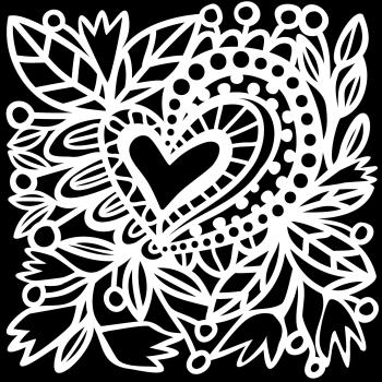 The Crafters Workshop Botanical Heart   Stencil - Schablone 6x6"
