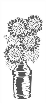 The Crafters Workshop Sunflowers in Milk Pail   Slimline Stencil - Schablone 4x9"