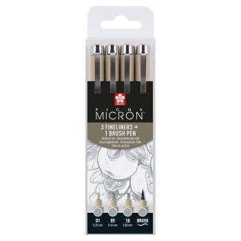 Sakura - Pigma micron fineliner set Light cool gray 4pcs  Set - Fineliner