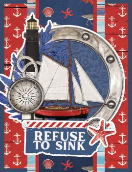 Simple Stories  Vintage Seas  Simple Cards Kit - Bits & Pieces