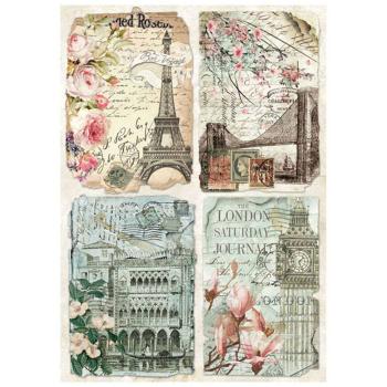 Stamperia " Vintage Postcards " A4 Decoupage / Decopatch Papier 6 Bögen 