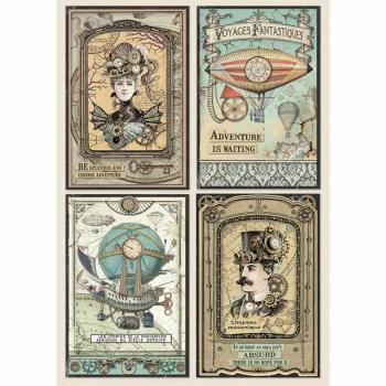 Stamperia " Voyages Fantastiques Cards " A4 Decoupage / Decopatch Papier 6 Bögen 