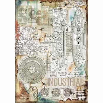 Stamperia " Industrial " A4 Decoupage / Decopatch Papier 6 Bögen 