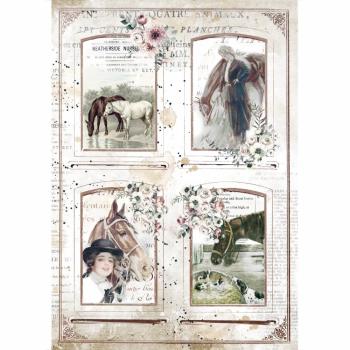 Stamperia " Romantic Horses 4 Frames " A4 Decoupage / Decopatch Papier 6 Bögen 