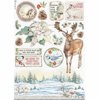 Stamperia " Winter Tales Poinsettia " A4 Decoupage / Decopatch Papier 6 Bögen 