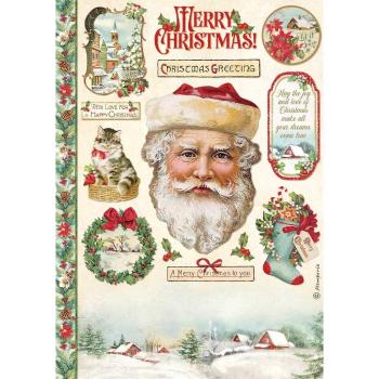 Stamperia " Classic Christmas Santa Claus " A4 Decoupage / Decopatch Papier 6 Bögen 