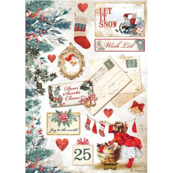 Stamperia " Romantic Christmas Let it Snow Cards " A4 Decoupage / Decopatch Papier 6 Bögen 
