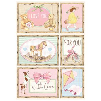 Stamperia "Daydream Cards Pink " A4 Decoupage / Decopatch Papier 6 Bögen 