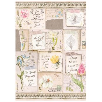 Stamperia "Romantic Garden House Letters and Flowers " A4 Decoupage / Decopatch Papier 6 Bögen 