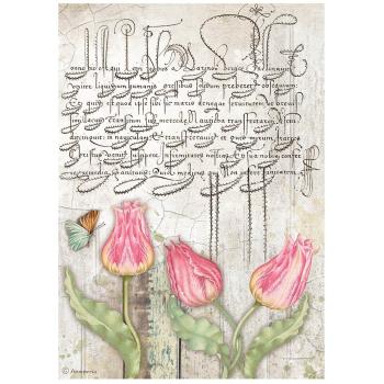 Stamperia "Romantic Garden House Tulips " A4 Decoupage / Decopatch Papier 6 Bögen 