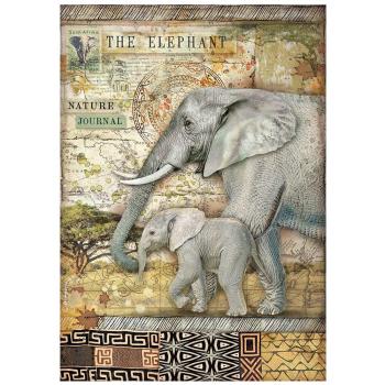 Stamperia "Savana The Elephant " A4 Decoupage / Decopatch Papier 6 Bögen 
