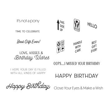 Spellbinders Stempelset - "Birthday Unboxing Sentiments" - Silikonstempel