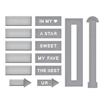 Spellbinders Dies "Pick Your Greeting Slider Etched" Stanzschablonen