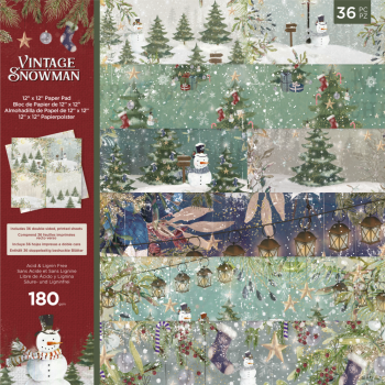 Crafters Companion - Vintage Snowman - 12" Paper Pack