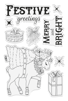 Crafters Companion - Vintage Snowman Clear Stamp Merry and Bright  - Clear Stamps