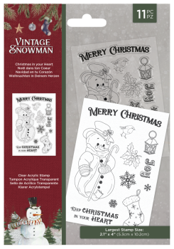 Crafters Companion - Vintage Snowman Clear Stamp Christmas in your Heart - Clear Stamps