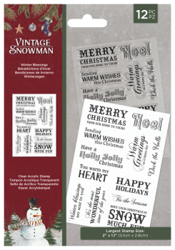 Crafters Companion -  Vintage Snowman Clear Stamp Winter Blessings - Clear Stamps