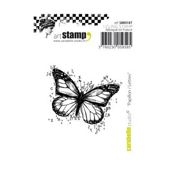 Carabelle Studio - Cling Stamp Art - Papillon Lettres - Stempel