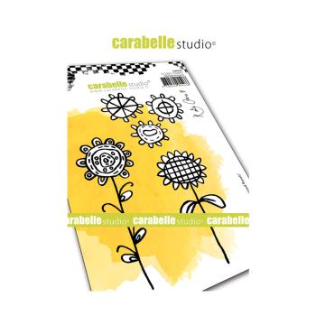 Carabelle Studio - Cling Stamp Art - Crayoned Florals - Stempel