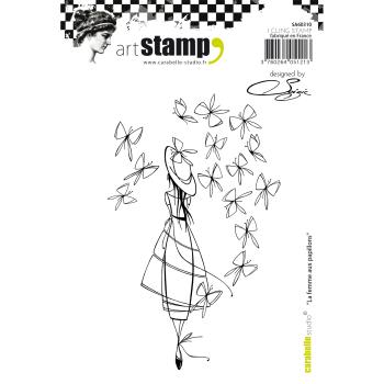 Carabelle Studio - Cling Stamp Art - Frau mit Schmetterlinge - Stempel