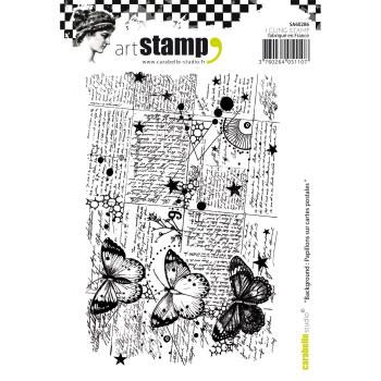Carabelle Studio - Cling Stamp Art -  Background Papillons Cartes Postale - Stempel
