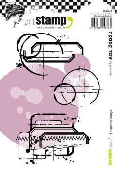 Carabelle Studio - Cling Stamp Art - Ettiquettes Grunge - Stempel