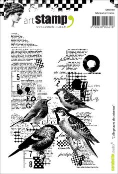 Carabelle Studio - Cling Stamp Art - Collage Avec Des Oiseaux - Stempel