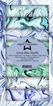 Paper Favourites - " Green-Blue Marble  " - Slim Paper Pack - 3x8 Inch 
