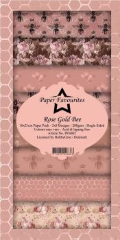 Paper Favourites - "  Rose Gold Bee  " - Slim Paper Pack - 3x8 Inch 