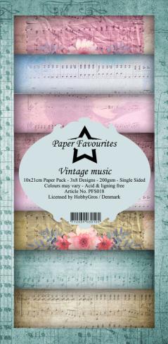 Paper Favourites - " Vintage Music " - Slim Paper Pack - 3x8 Inch 