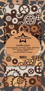 Paper Favourites - "  Leather Gears  " - Slim Paper Pack - 3x8 Inch 