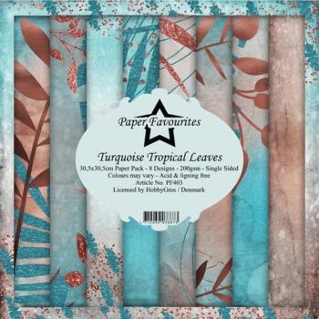Paper Favourites - "  Turquoise Tropical Leaves  " - Paper Pack - 12x12 Inch