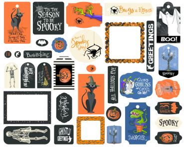 Carta Bella - Ephemera Frames & Tags - "Hocus Pocus" - Stanzteile & Anhänger 