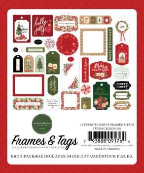 Carta Bella - Ephemera Frames & Tags - "Letters To Santa" - Stanzteile & Anhänger 