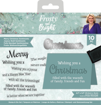 Crafters Companion -Frosty and Bright Stamp & Die Merry Christmas Sent - Stanze & Stempel