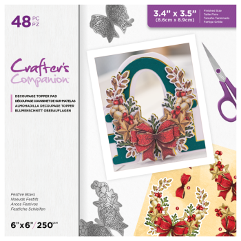 Crafters Companion - Decoupage 6x6 Inch Topper Pad Festive Bows - Festliche Schleifen