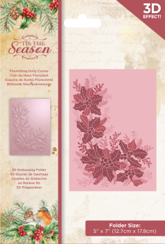 Crafters Companion - Embossing Folder -Flourishing Holly Corner - Prägefolder