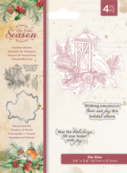 Crafters Companion - Stamp & Dies -Holiday Wishes - Stempel & Stanze 