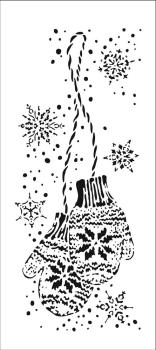 The Crafters Workshop -Slimline Stencil - Dangling Mittens - 4x9" - Schablone