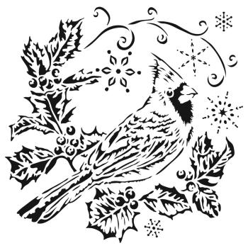 The Crafters Workshop - Stencil - Holly Cardinal - 6x6" - Schablone