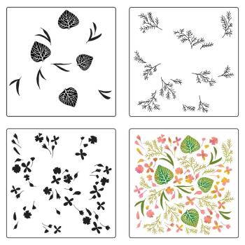 The Crafters Workshop - Layered Stencil - Pressed Petals  - 6x6" - Schablone