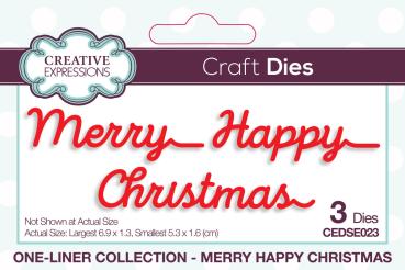 Creative Expressions - Paper Cuts Craft Dies -  One-liner Collection - Merry Happy Christmas - Stanze