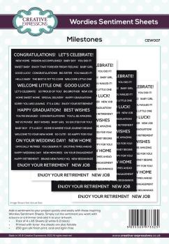 Creative Expressions - Embellishment "Milestones" Wordies Sentiment Sheets 6x8 Inch