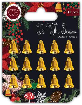 Craft Consortium - Metal Charms - "  Tis the Season Gold Bells  " - Metallanhänger