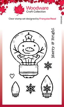 Woodware - Clear Stamps - Snowman Light Bulb - Stempel 