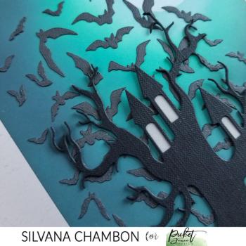 Picket Fence Studios - Stencil - "Slim Line Cauldron of Bats" - Schablone